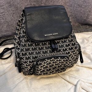 Michael Kors Monogram Backpack Purse Navy Blue